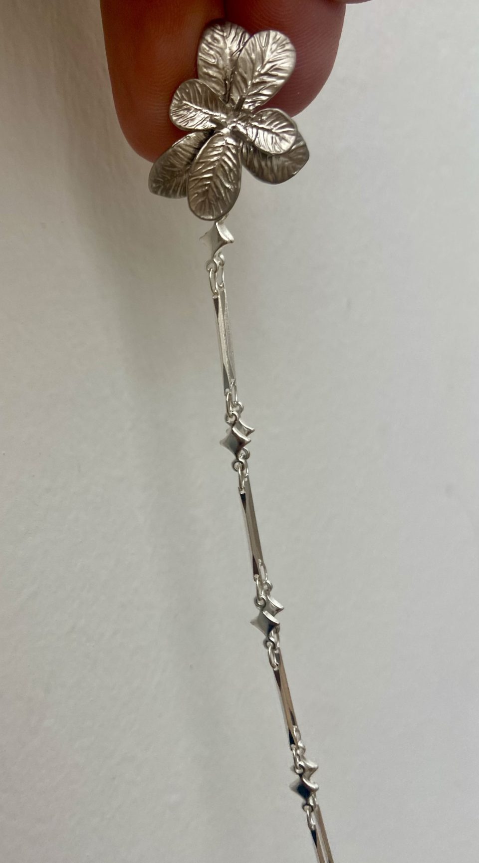 Pendientes Vintage largos plata flor