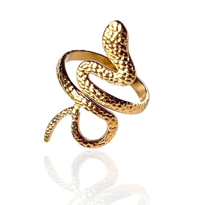 Joyas de acero inoxidable impermeables con anillo ajustable de serpiente